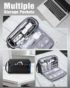 Electronics Organizer Travel Case, Water Resistant Tech Bag Charger Pouch for Cord, Cable, Cards, Phone, Airpods, Black