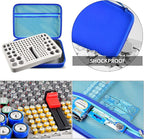 Battery Organizer Storage Holder, 150+ Batteries Storage Containers Box with Battery Tester Fits for AA AAA 9V C D Lithium 3V LR44 CR2016 CR1632 CR2032 CR2025 (Not Includes Batteries)- Light Blue