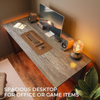 Huuger Computer Desk, 55 Inch Home Office Desk, Gaming Writing Work from Home Study Desk, Large Legroom, Sturdy Metal Frame, Modern Simple, Grey
