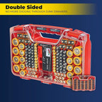 Ontel Battery Organizer with Tester | Stores 180 Batteries | Clear Locking Lid | As Seen On TV | Pack of 2