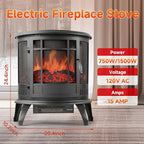 25in Electric Fireplace Heater Stove - Infrared Heater with Realistic LED 3D Flames and Remote Contro, Fire Place Electric, Fake Freestanding Fireplace for Indoor Use, Timer, 750 | 1500W