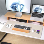 Aothia Large PU Leather Desk Pad Protector – Non-Slip Mouse Pad & Writing Mat for Office/Home, Waterproof, Easy to Clean (36" x 17", Eggshell)