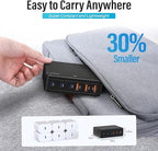 100W USB C Fast Charger, GaN III 6 Port PD+QC Multiport Charging Station Charger Hub, USB Charger Block, USB-C Adapter Plug for iPhone 17,17 Air,16,15, 14, 13, Pro Max, Galaxy S25, S24-5ft Cord