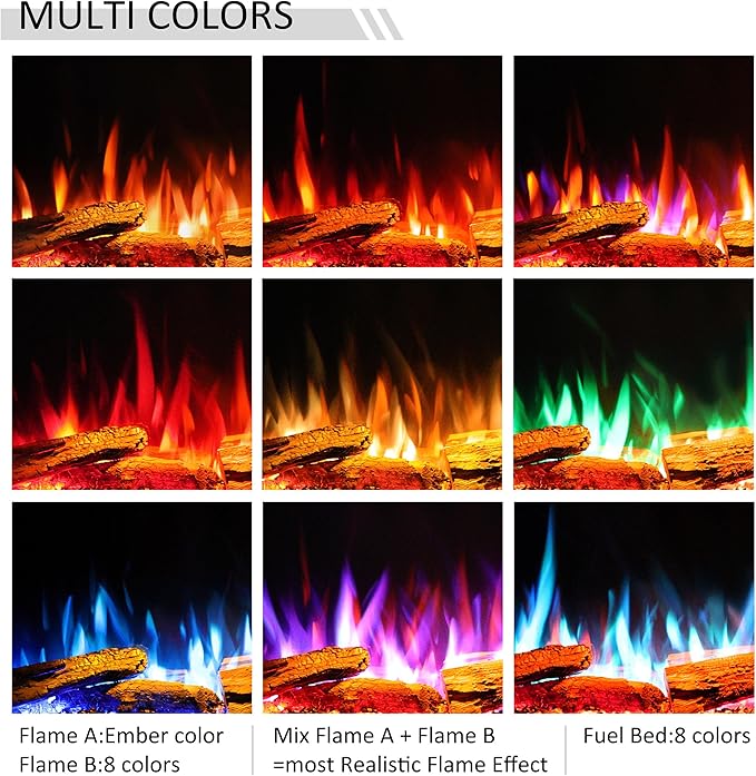LegendFlame 71" W Smart Build in Electric Fireplace Insert, 1-2-3 Sided View, Heater 750W/1500W, Multi Colors of Flame & Fuel Bed, Alexa/Google Assistant Enabled