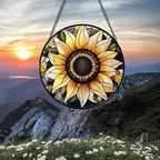 CRISGIF Stained Glass Window Hanging - Sunflower Suncatcher for Door Garden Patio Retro Flower Sun Catchers Decor Christmas Mother's Day Birthday Gifts for Women Mom Nana Friend Wife 7.8 in