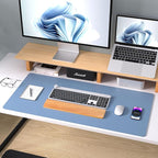 Aothia Leather Desk Pad Protector, Mouse Pad, Office Desk Mat, Non-Slip PU Leather Desk Blotter, Laptop Desk Pad, Waterproof Desk Writing Pad for Office and Home (Denim Blue, 36" x 17")