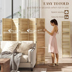 HOMCOM Room Divider, 5 Panel 67" Tall Wood Privacy Screen with 3 Display Shelves, and Folding Storage for Bedroom or Home Office, Natural Wood