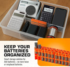 Storacell by Powerpax AAA Battery Storage Caddy, Orange - Holds 24 Batteries (Not Included)