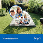 Tapo 3K 5MP Pan/Tilt Indoor/Outdoor Security Camera, Free Person/Vehicle/Baby Cry Detect & 360° Motion Track, Color Night, SD/Cloud, Wrks w/Alexa & Google Home, 2.4 GHz WiFi, HybridCam 360