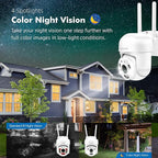 faleemi 2K WiFi Security Camera for Home with Cell Phone App Control, Color Night Vision, Ai Motion Detection, Auto Tracking, 2 Way Audio, Waterproof, Local/Cloud Storage, Compatible with Alexa