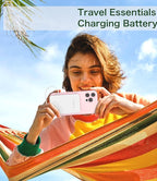miisso 6000mah Ultra Slim Built in Cables Power Bank, Card Size Built in USB C Cords Battery Pack Portable Charger for Phones, 3 Output External Battery Pack Compatible with iPhone, Pure White