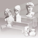 LFTYTUO 1 Set Large Acrylic Clear Display Risers, 3 Sizes 12" Rectangular Showcase Collectibles Display Shelf, 5 mm Thick Desktop Display Stand Holder for Figures, Jewelry, Perfume, Toys
