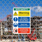 Brimar - 12" x 18" - Construction Site Safety Sign - .063″ White Rust-Free Aluminum - Bold Text - Easy Installation