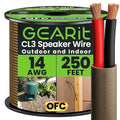 GEARit Outdoor Speaker Wire CL3 Rated, 14 Gauge Speaker Wire, Speaker Cable 250 ft for Outdoor Speakers, Patio, Garden, Backyard Audio, Direct Burial in Ground/in Wall, OFC (Brown, 2-Conductors)