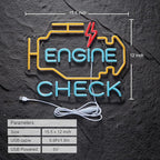 Check Engine Neon Sign for Garage Wall Decor Check Engine Neon Signs Car Auto Repair Workshop Sign with Dimmable USB Powered Signs Décor (17X13in)