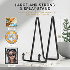 IPAME 4 Pack 10 Inch Large Plate Stands for Display - Metal Square Wire Plate Holder Display Stand + Picture Stand for Book, Platter, Plaque, Photo Easel