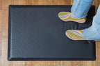 Rocelco Standing Desk Converter and Floor Mat - 31.5 Inch Sit Stand Up Dual Monitor Tabletop Riser with Tablet Mount, Height Adjustable Workstation - Deep Keyboard Tray - Gray (R VADRG-MAFM)