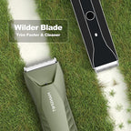 MANSPOT Manscape Trimmer for Men Ball/Pubic/Groin, Electric Body Hair Trimmer, Replaceable Ceramic Blade Heads,Waterproof for Wet/Dry Use,Standing Recharge Dock,90 Minutes Shaving After Charged(Green)